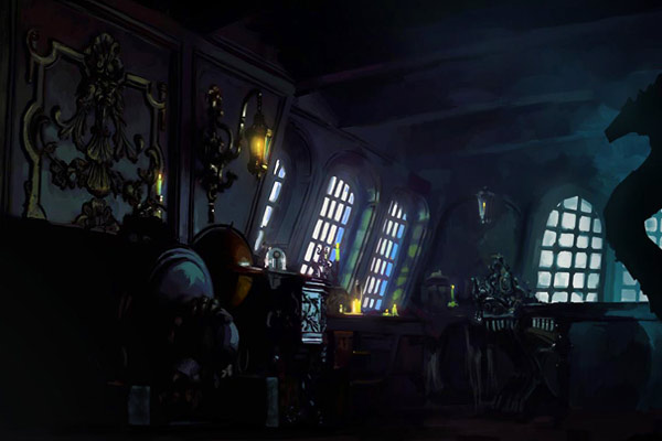 Painting of inside a Pirate Captains Quarters